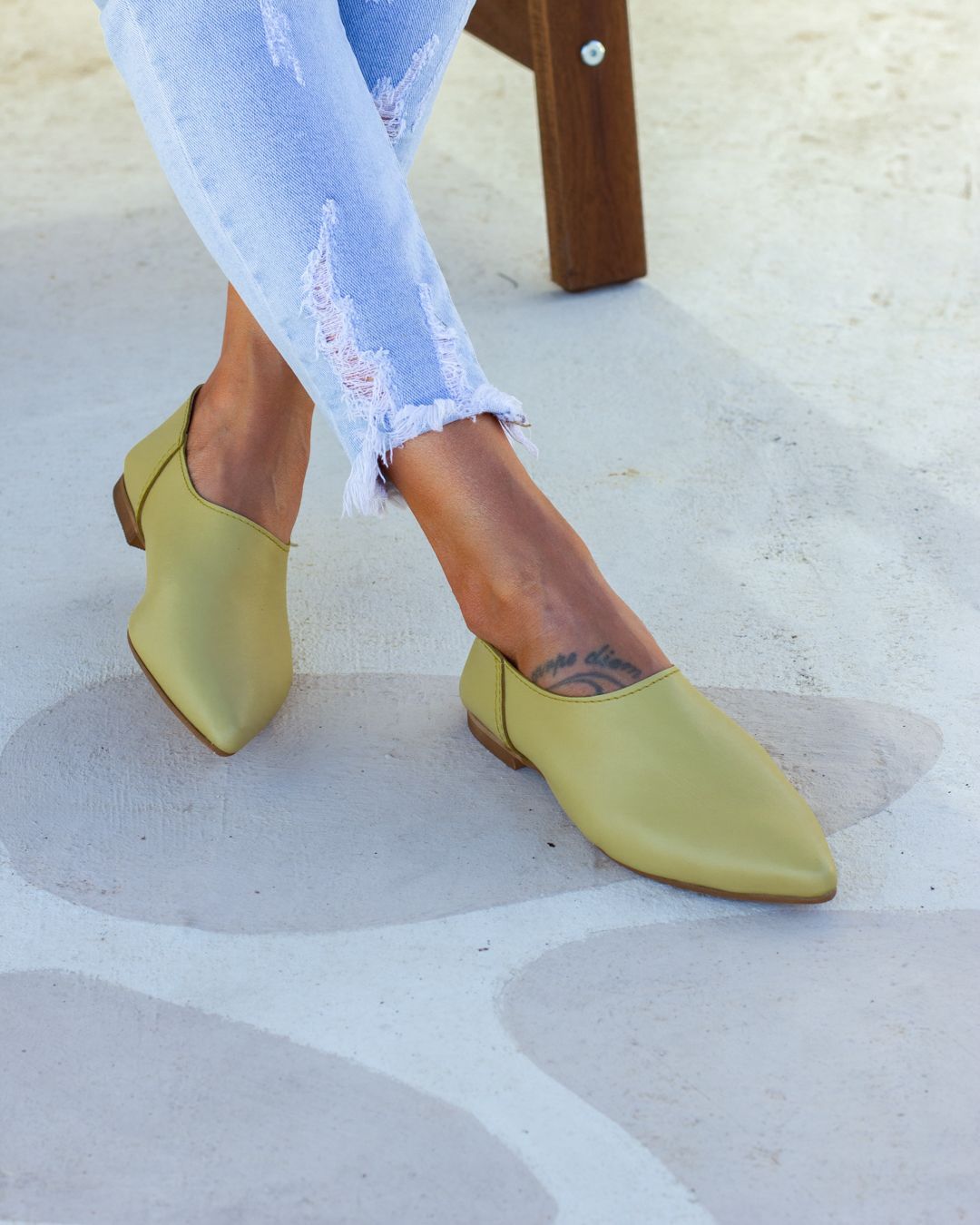 Yellow outlet mules flat